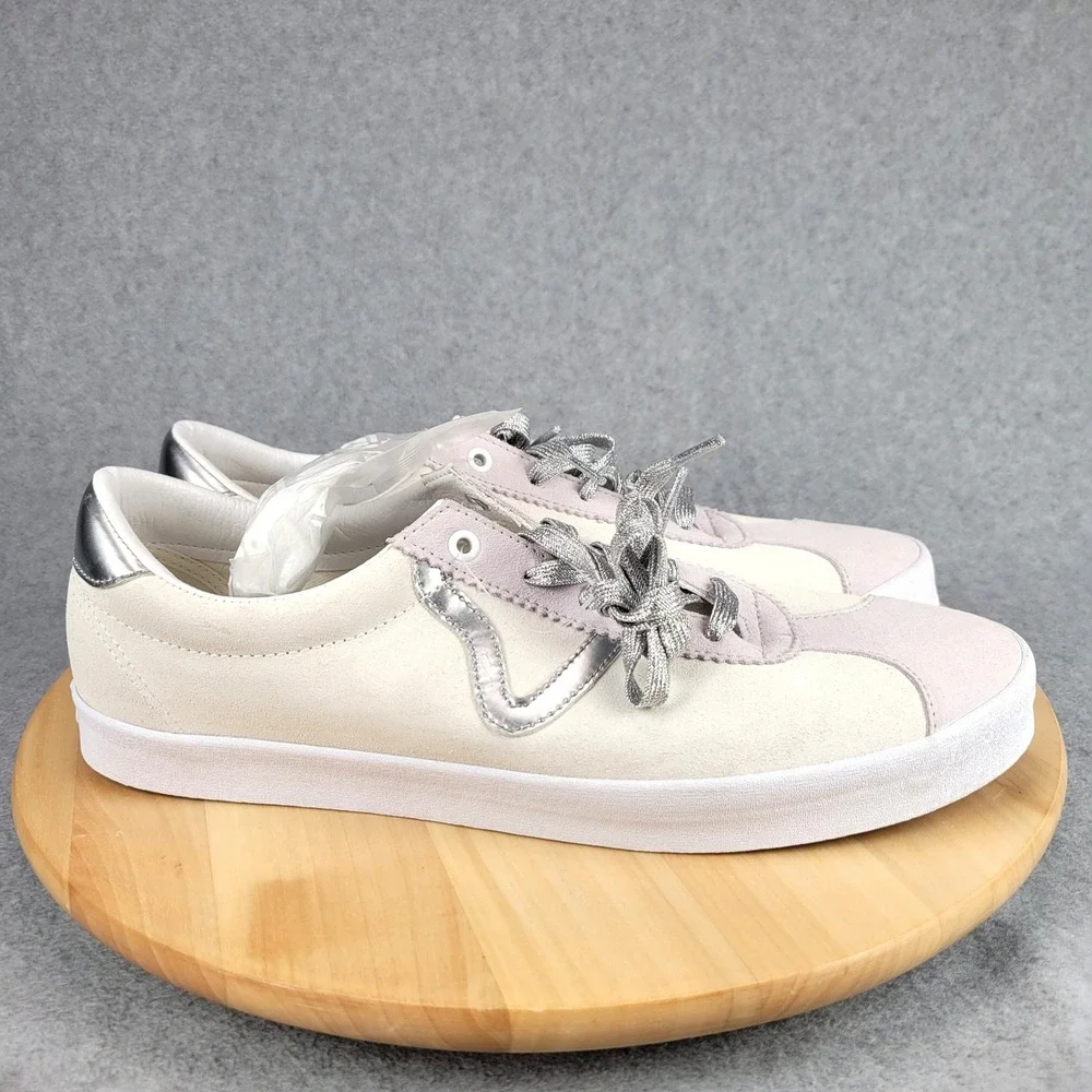 Vans Sport Sneakers Mens 13 Marshmallow‎ Metallic Silver Suede Low Top